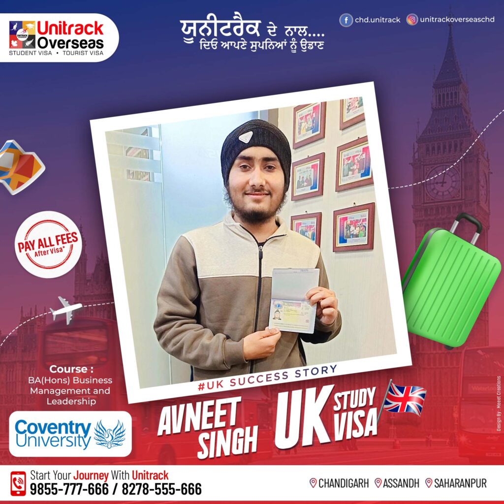 Avneet Singh UK Study Visa success