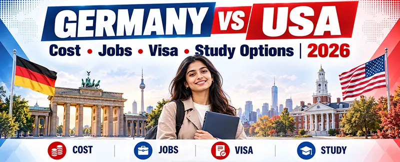 Germany vs USA for Indian Students in 2026: Cost, Jobs, Visa & Study Options Compared